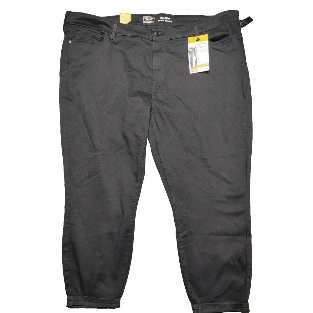LEVIS Signature Gold Women Plus‎ 28 Mid-Rise Ankle Skinny Black Denim Jeans NEW